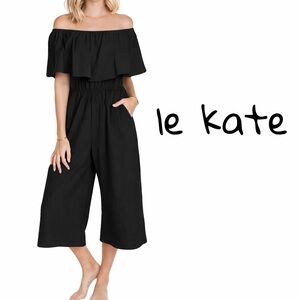 Le Kate Black Off-Shoulder Jumpsuit NWOT